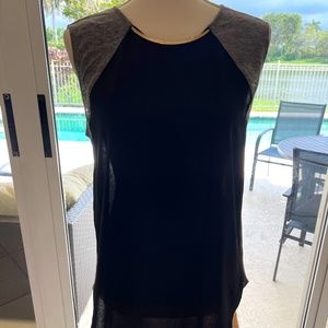 Rachel Roy Size Medium Black & Gold Sheer Blouse